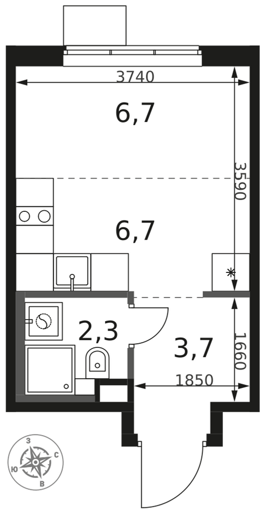 Студия 19 м2 в ЖК 1-й Химкинский корпус null этаж 10