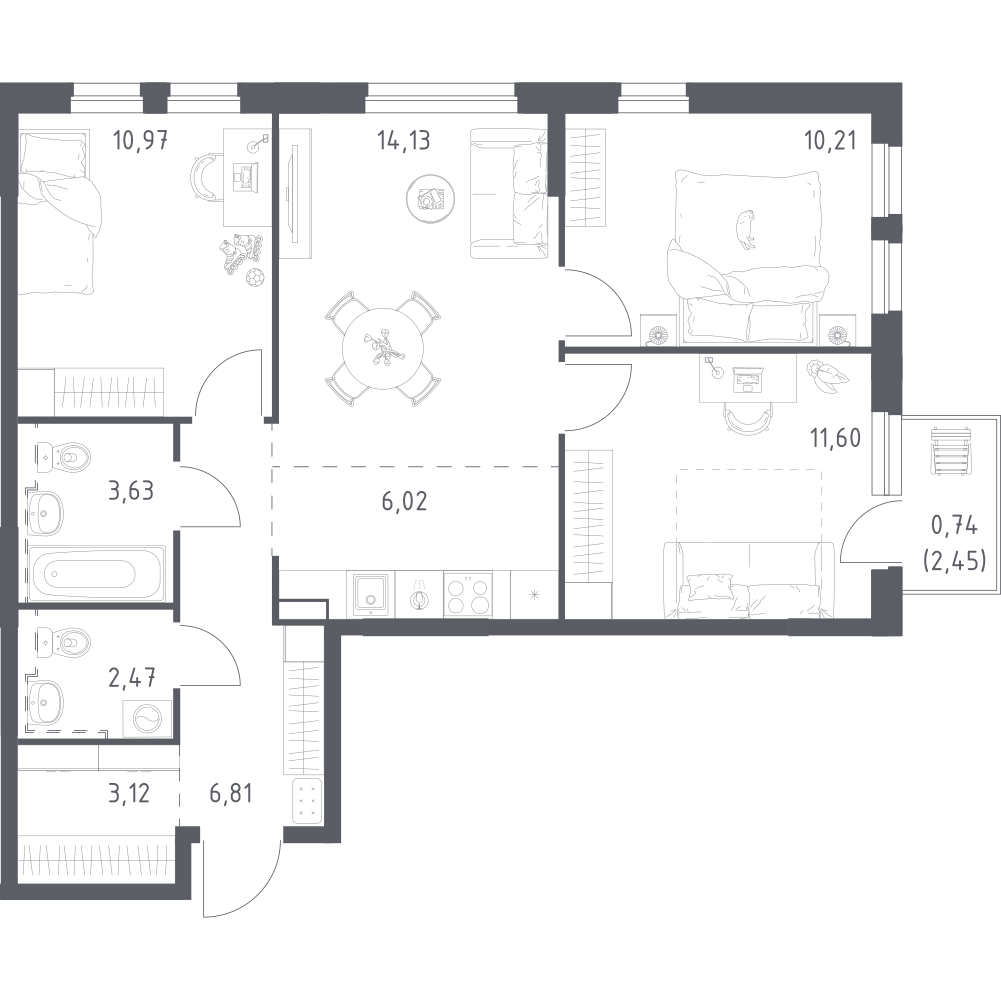 Студия 69 м2 в ЖК Урбан Мартен корпус null этаж 15