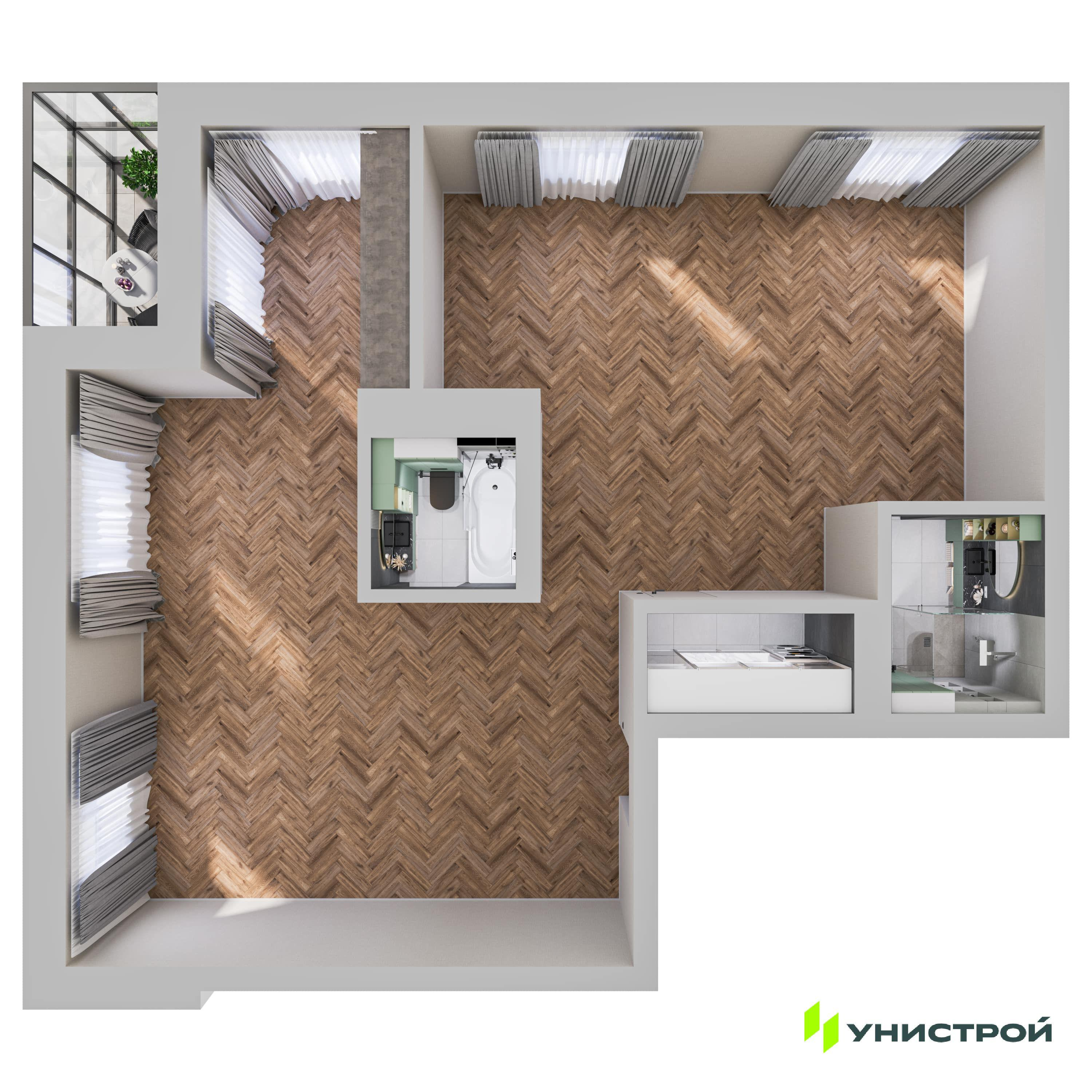 Студия 94 м2 в ЖК Уникум на Ленинском корпус null этаж 15