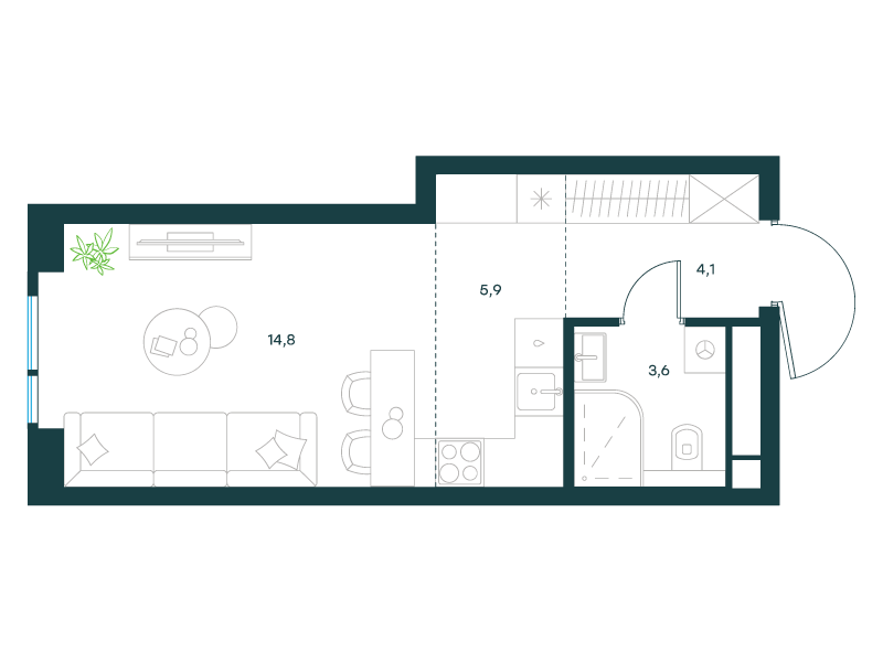 Студия 28 м2 в ЖК Левел Войковская корпус null этаж 11
