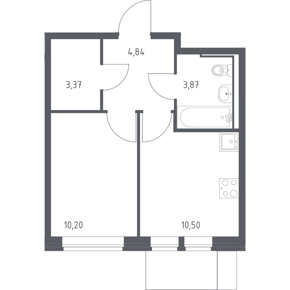 1-комнатная 32 м2 в ЖК Молжаниново корпус null этаж 5