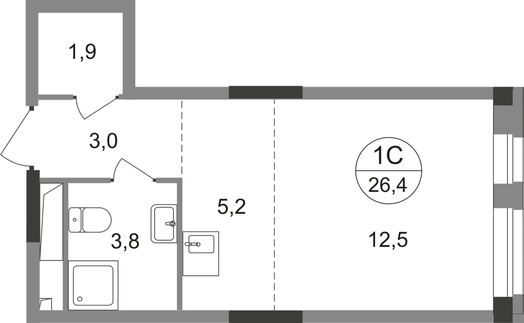 Студия 26 м2 в ЖК Первый Московский корпус null этаж 16