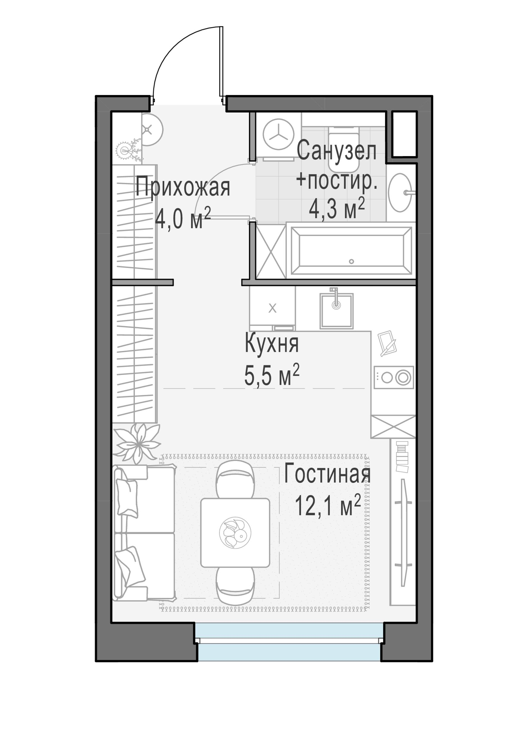 Студия 26 м2 в ЖК Жилые кварталы «Белый Град» корпус null этаж 12