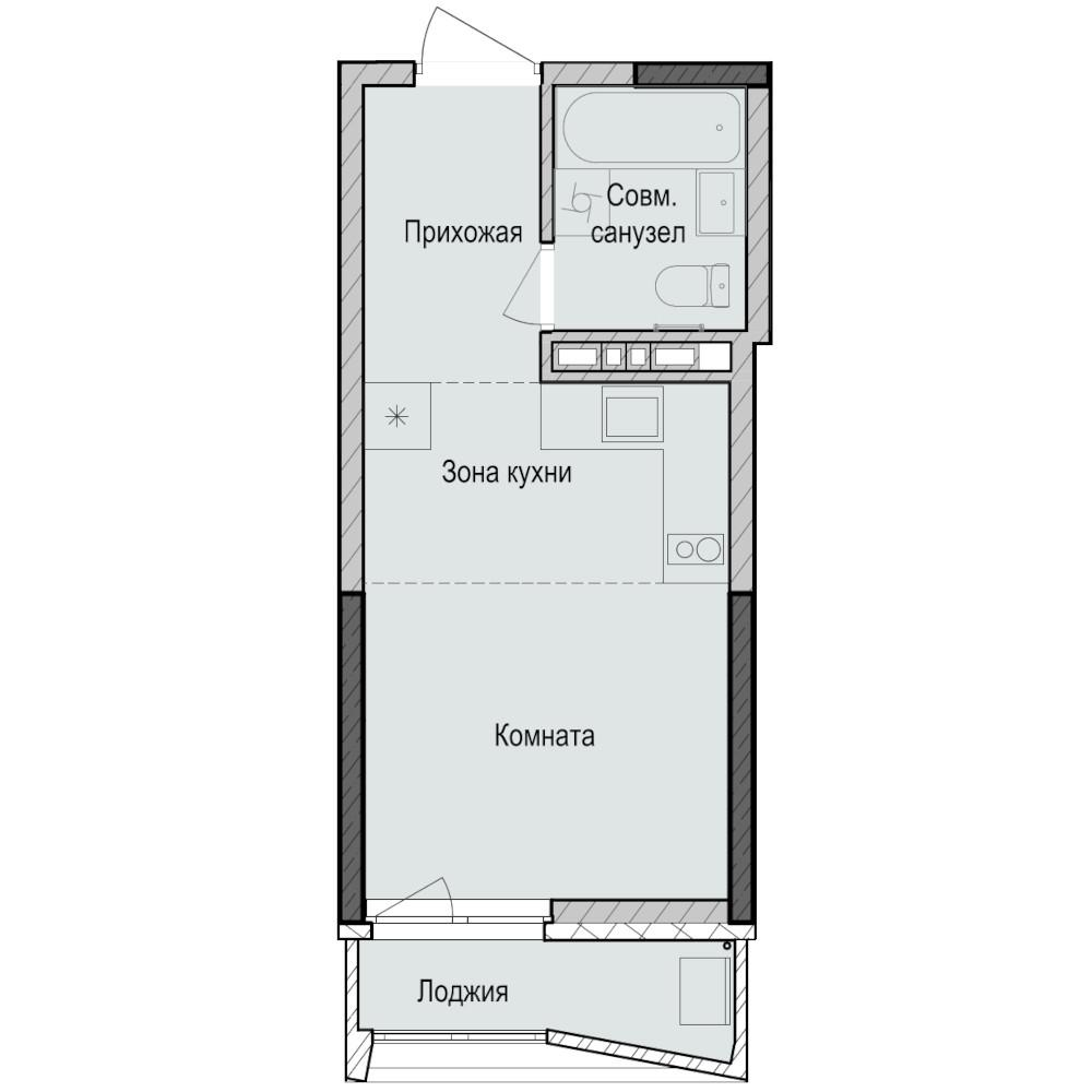 Студия 24 м2 в ЖК Унай корпус null этаж 5