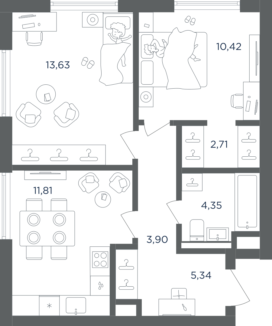2-комнатная 52 м2 в ЖК ULTIMACity корпус null этаж 27