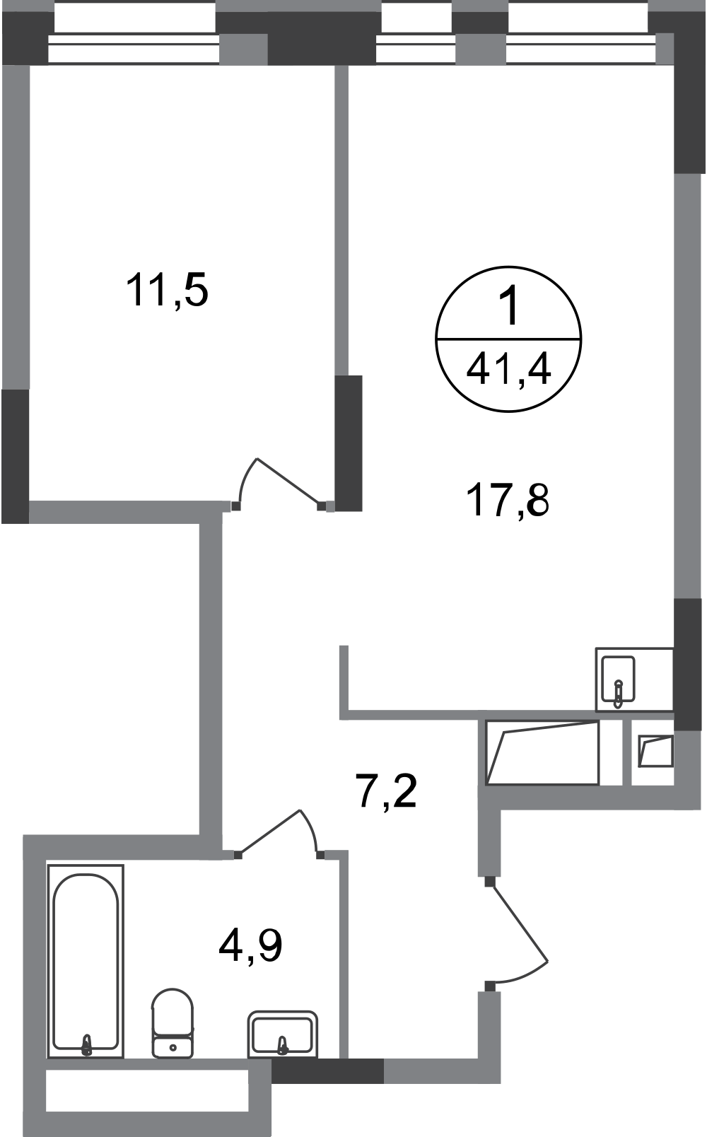 1-комнатная 41 м2 в ЖК Первый Московский корпус null этаж 5