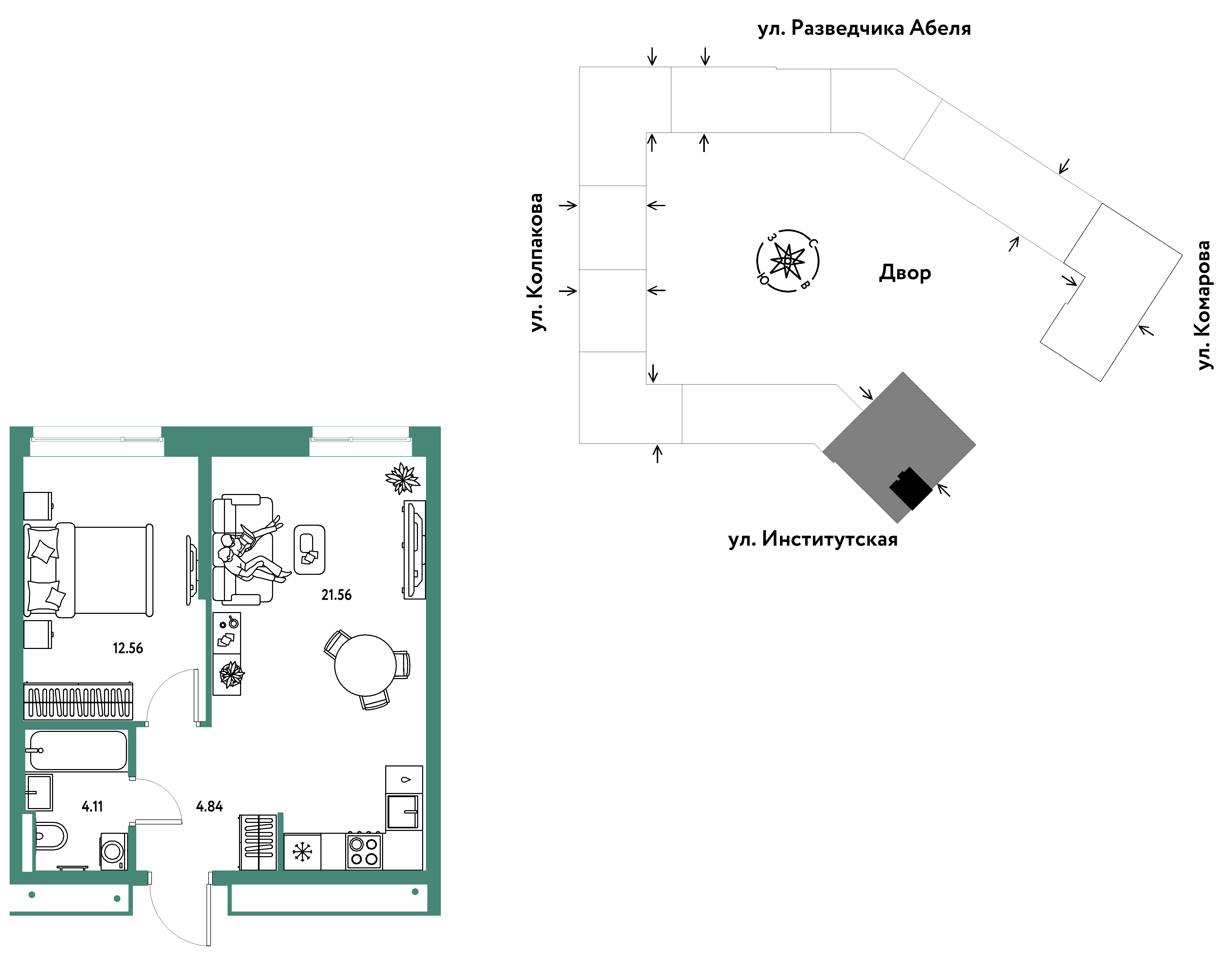 Студия 43 м2 в ЖК Страна.Парковая корпус null этаж 13