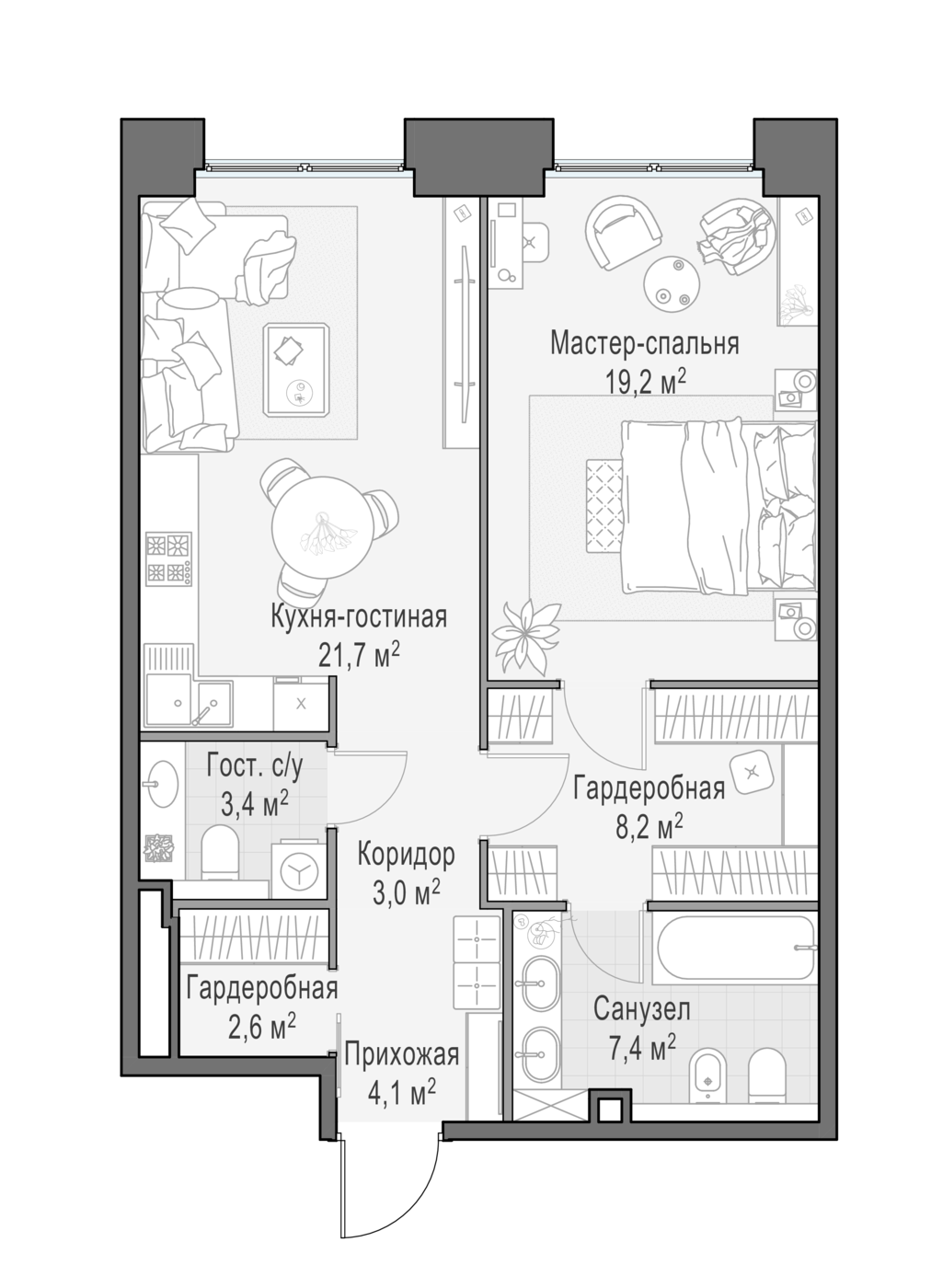 1-комнатная 70 м2 в ЖК Роскошный квартал LIFE TIME корпус null этаж 4