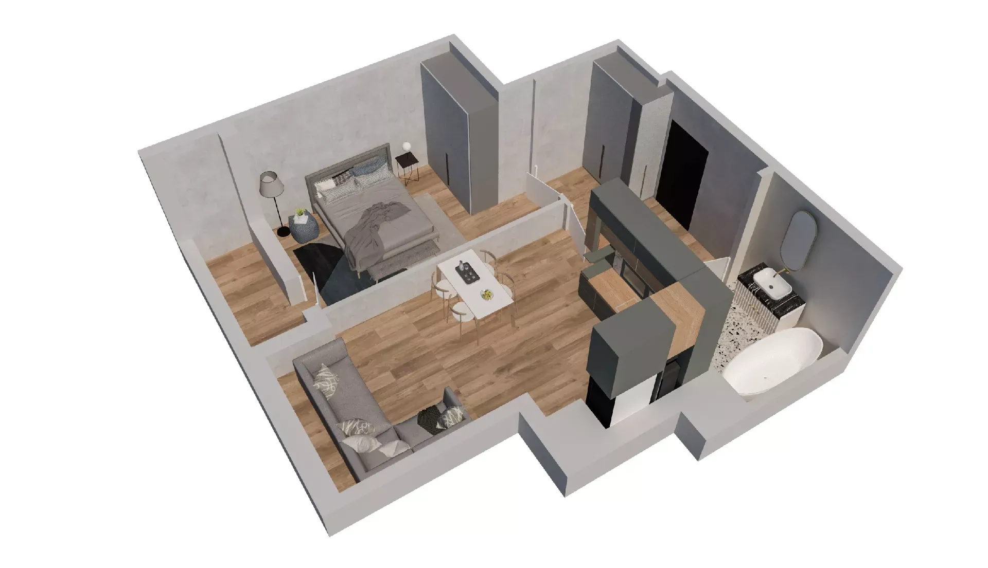 2-комнатная 44 м2 в ЖК Пальмира 2.0 корпус null этаж 3