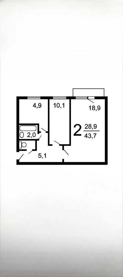 2-комнатная 44.1 м2 в ЖК undefined корпус null этаж 2