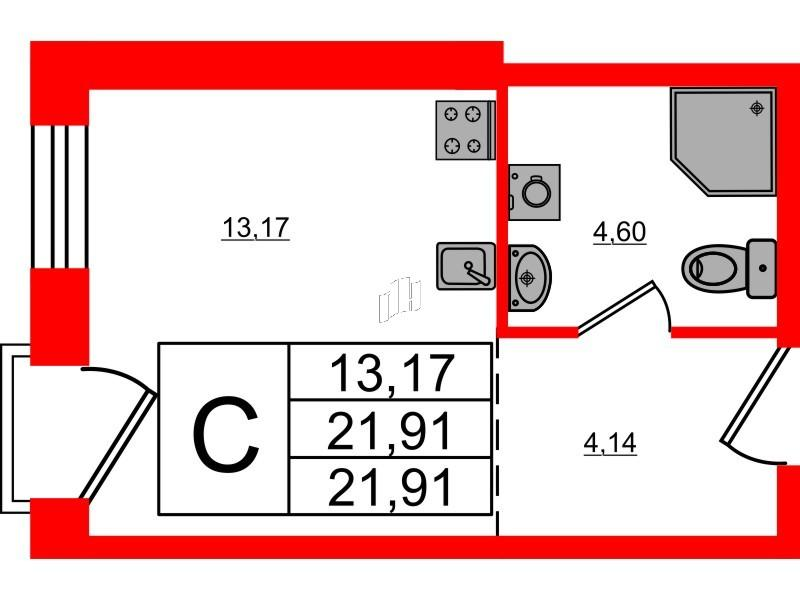 Студия 21 м2 в ЖК ID Polytech корпус null этаж 3