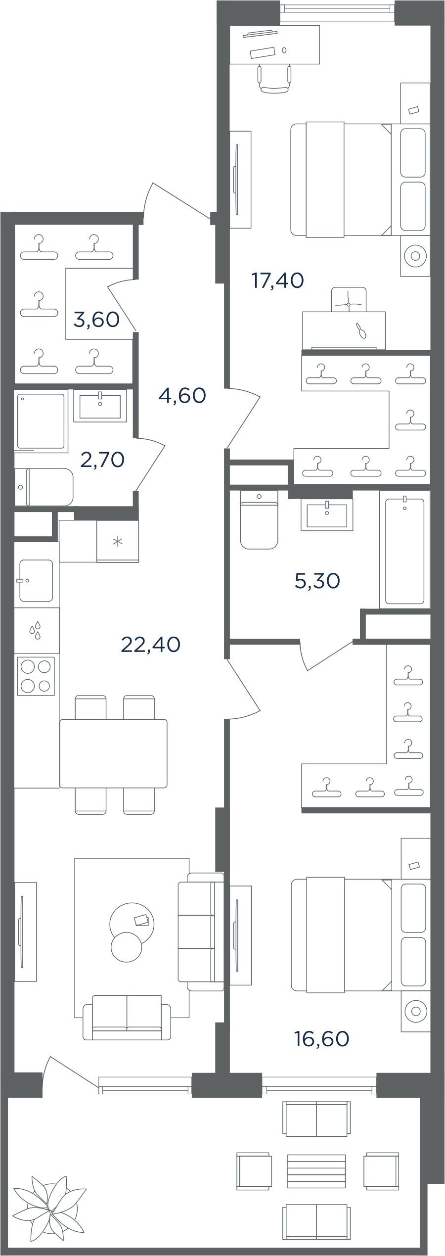3-комнатная 72 м2 в ЖК Равновесие корпус null этаж 1