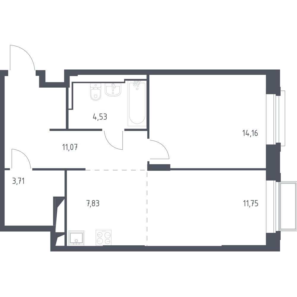 Студия 53 м2 в ЖК Долина Яузы корпус null этаж 22
