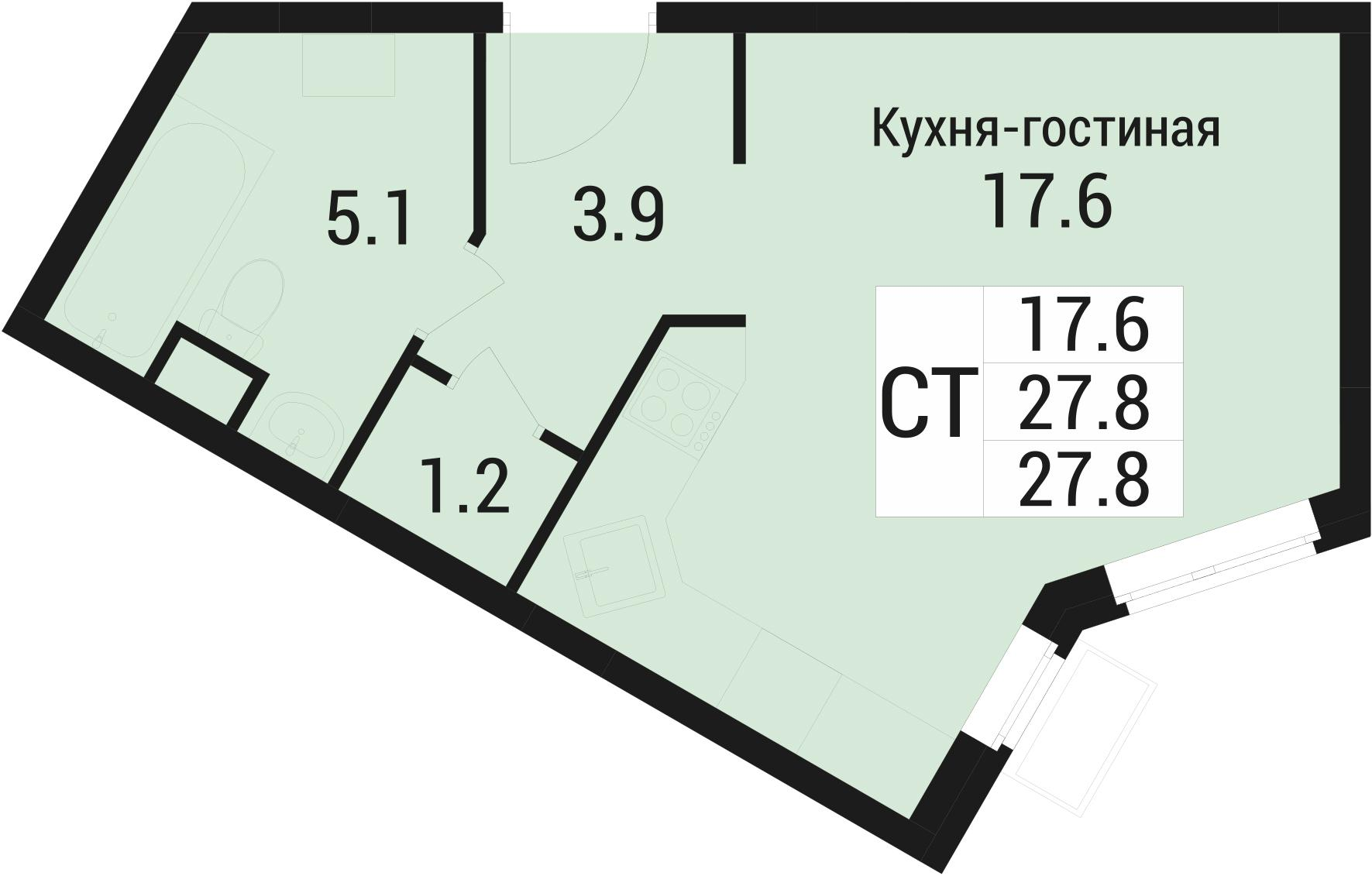 Студия 27 м2 в ЖК Дом в Малаховке корпус null этаж 1