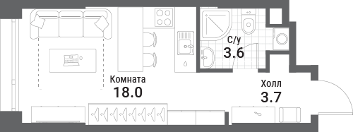 Студия 25 м2 в ЖК Нагатино Ай-Лэнд корпус null этаж 10