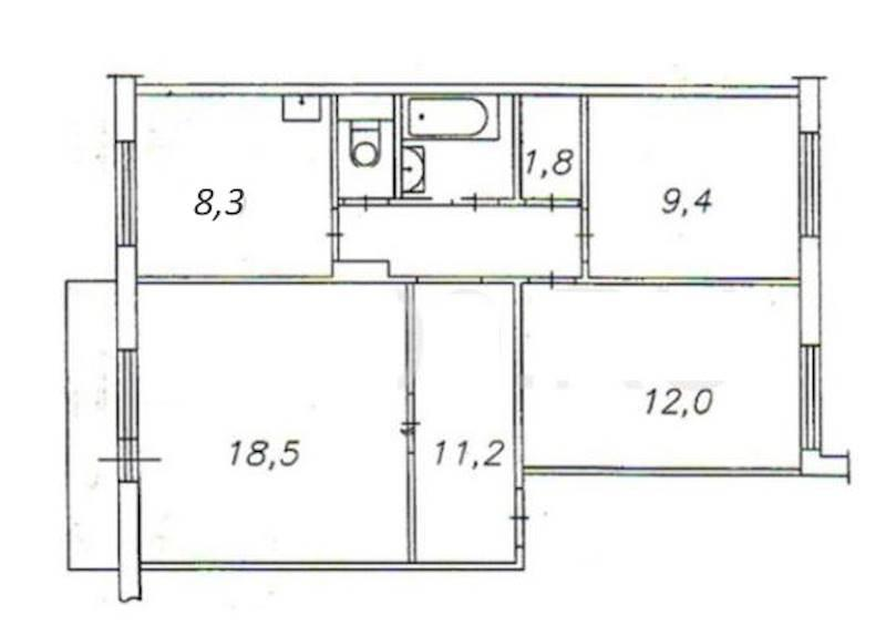 3-комнатная 63.8 м2 в ЖК undefined корпус null этаж 5