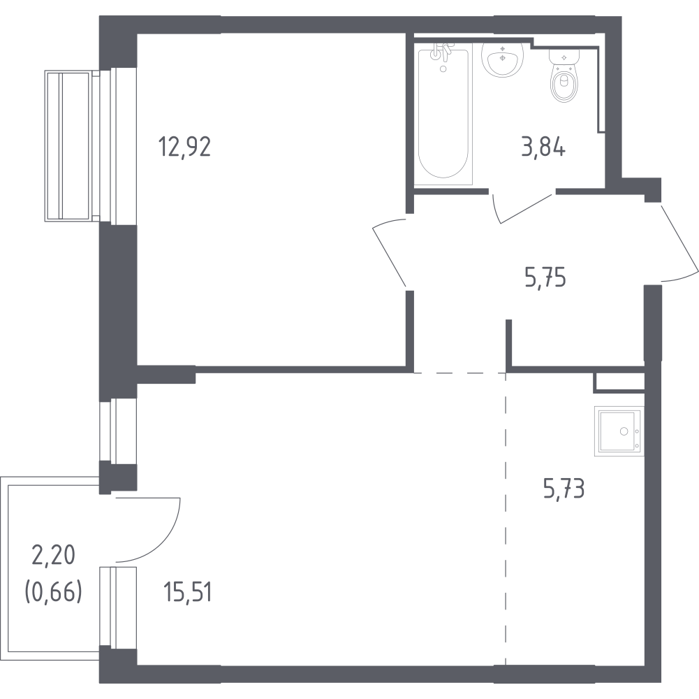 Студия 44 м2 в ЖК Рублёвский Квартал корпус null этаж 5