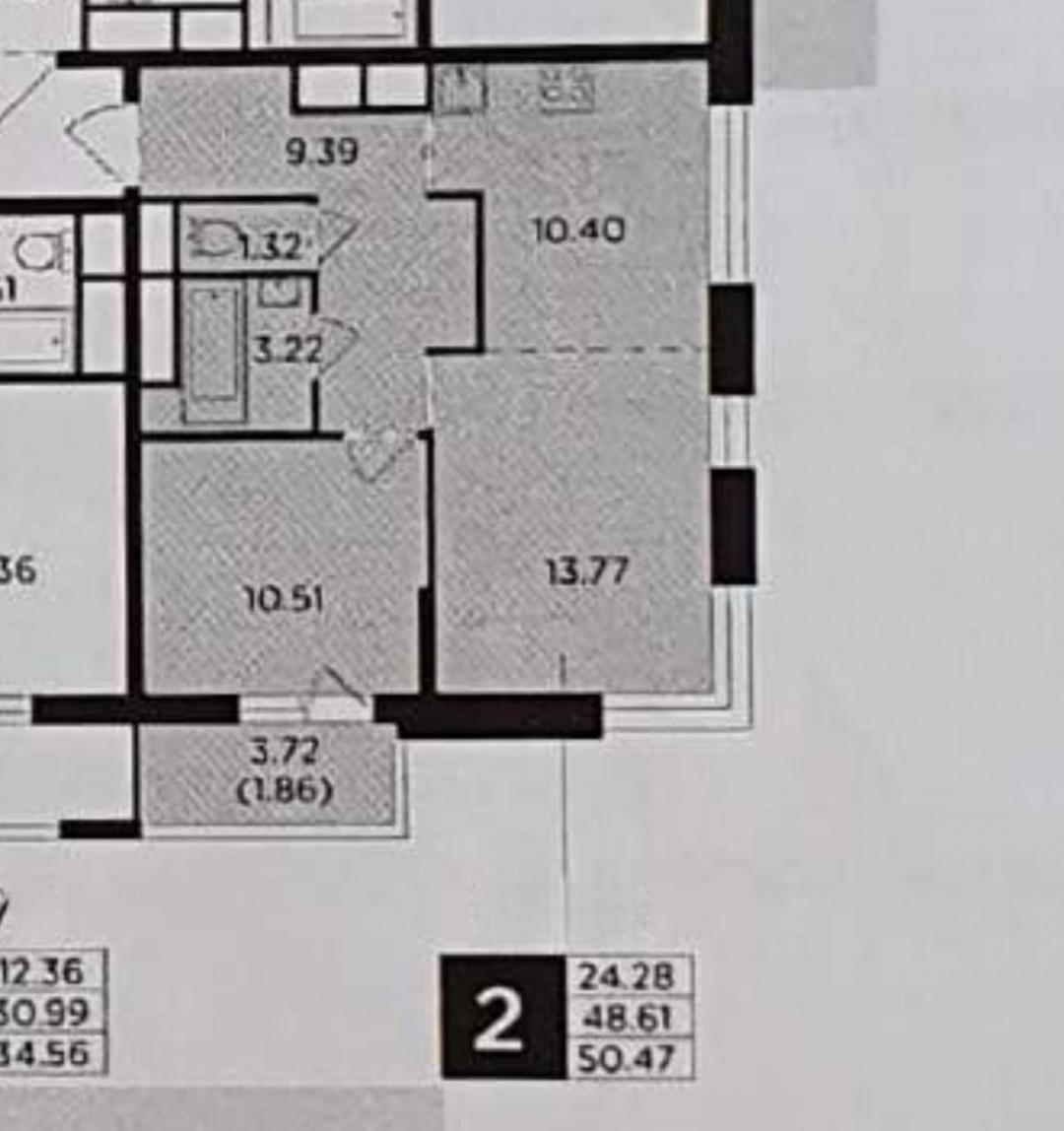 2-комнатная 48.6 м2 в ЖК undefined корпус null этаж 18