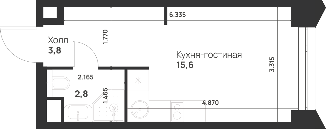 Студия 22 м2 в ЖК Voice Towers корпус null этаж 20