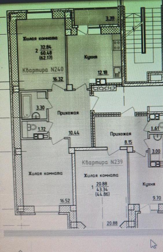 2-комнатная 62.2 м2 в ЖК undefined корпус null этаж 10