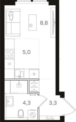 Студия 21 м2 в ЖК НАЗАРÉ корпус null этаж 15