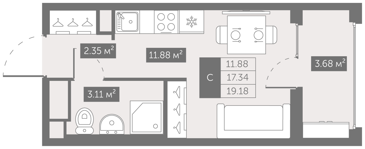 Студия 19 м2 в ЖК UP-квартал Новый Московский корпус null этаж 10