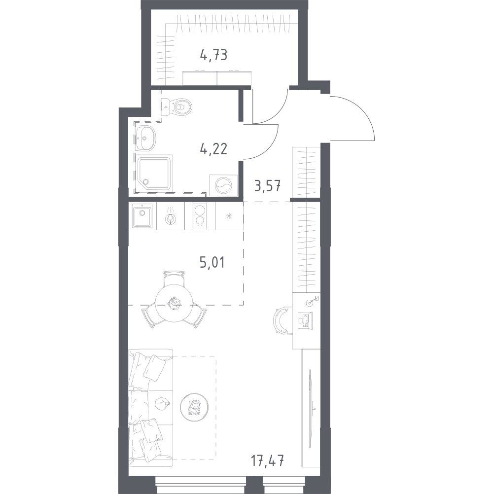 Студия 35 м2 в ЖК Урбан Мартен корпус null этаж 15