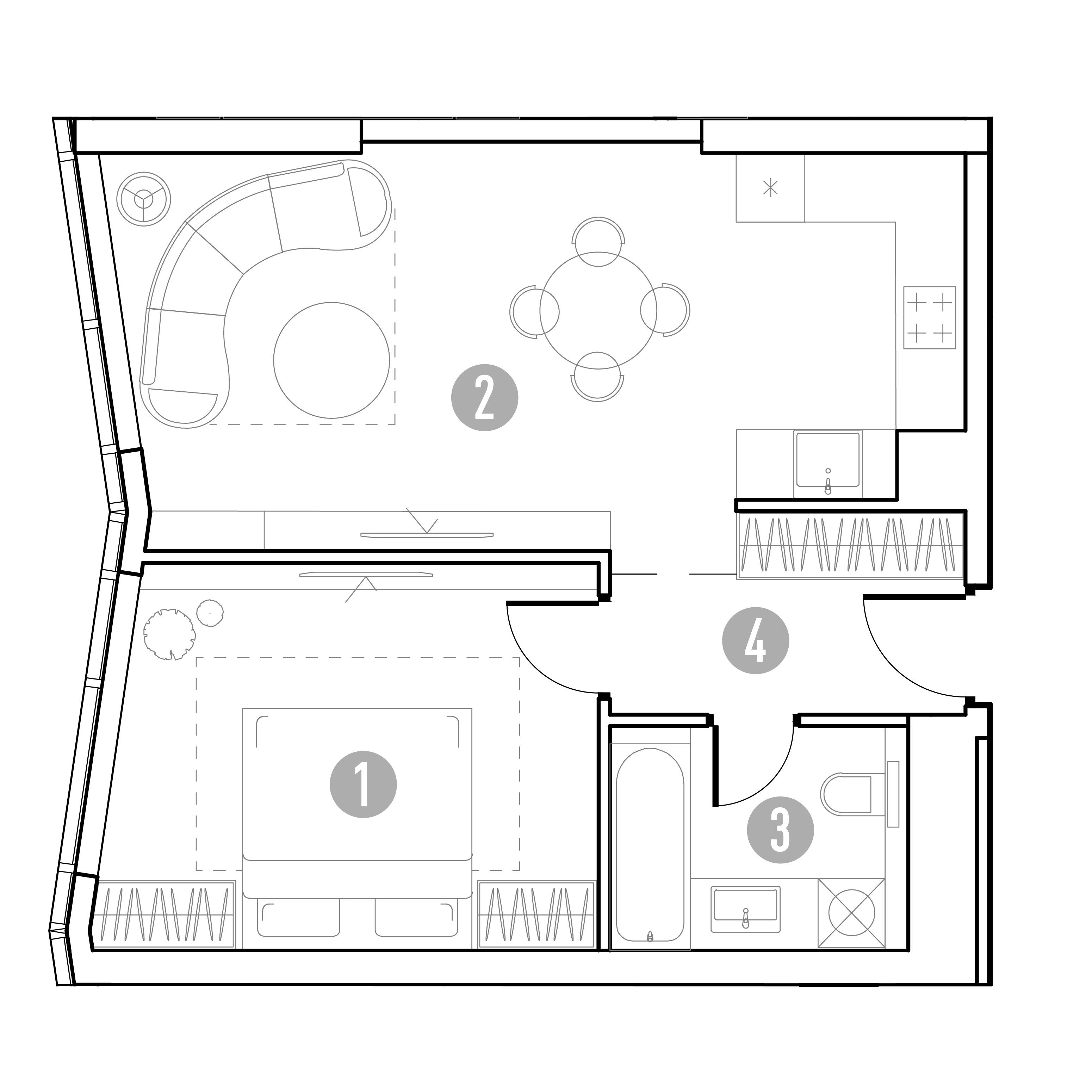 1-комнатная 48 м2 в ЖК УНО.Горбунова корпус null этаж 4