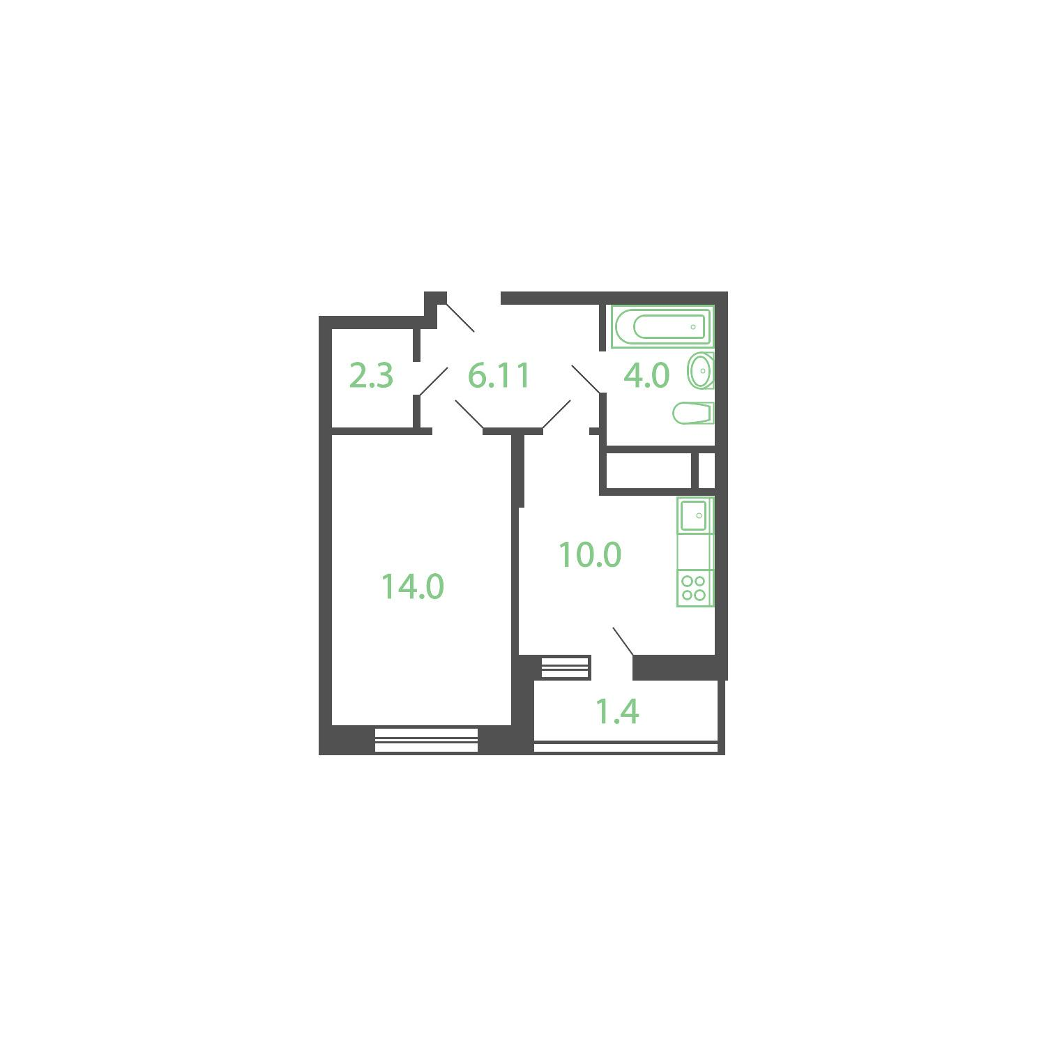 1-комнатная 37 м2 в ЖК Русич Новые Котельники корпус null этаж 4
