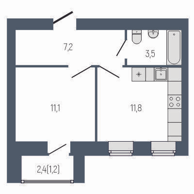 1-комнатная 36 м2 в ЖК Философия Идеалистов на Первомайском корпус null этаж 1