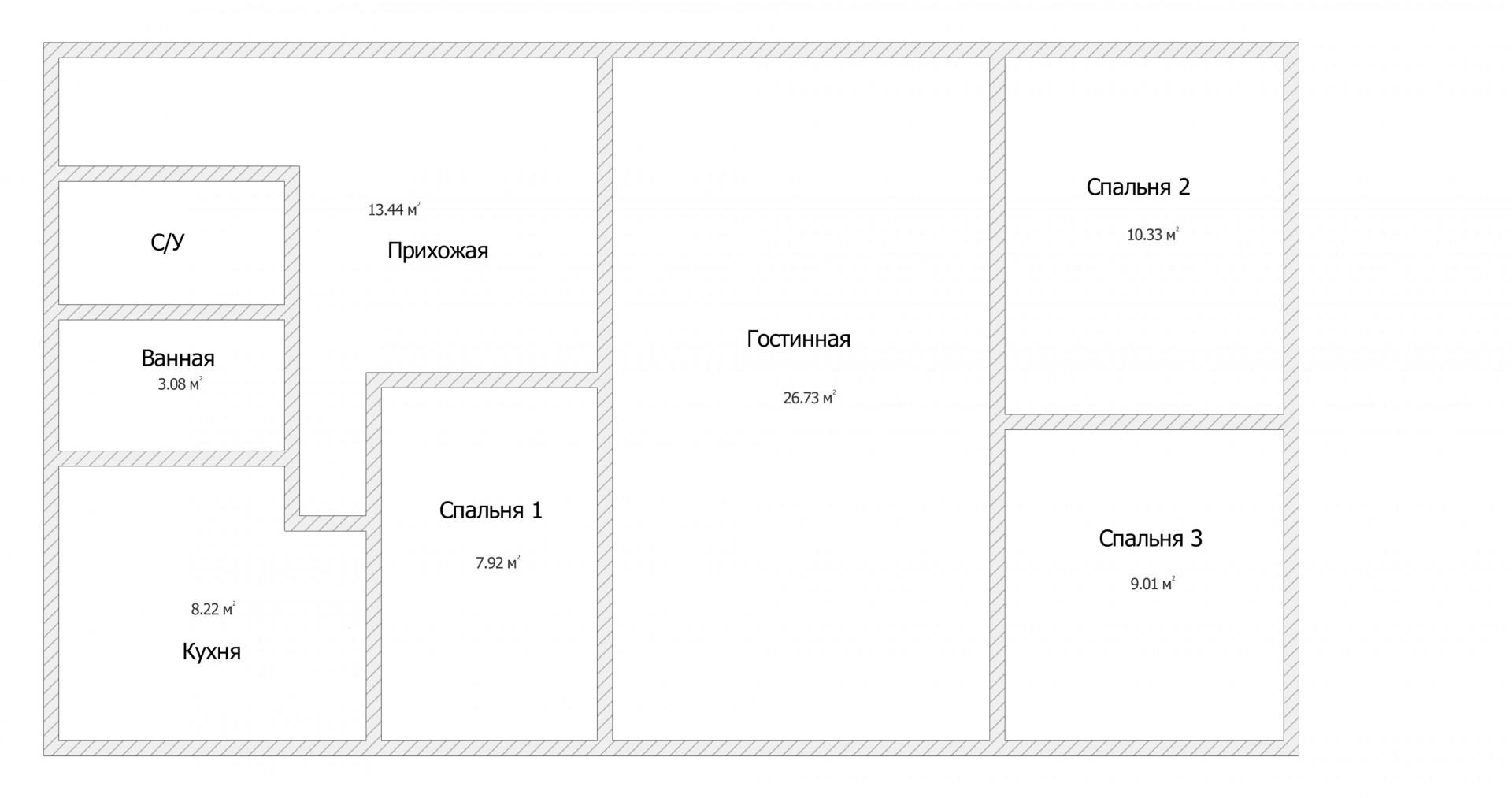 4-комнатная 60.9 м2 в ЖК undefined корпус null этаж 2