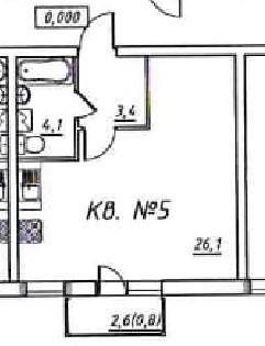 Студия 34.3 м2 в ЖК undefined корпус null этаж 1