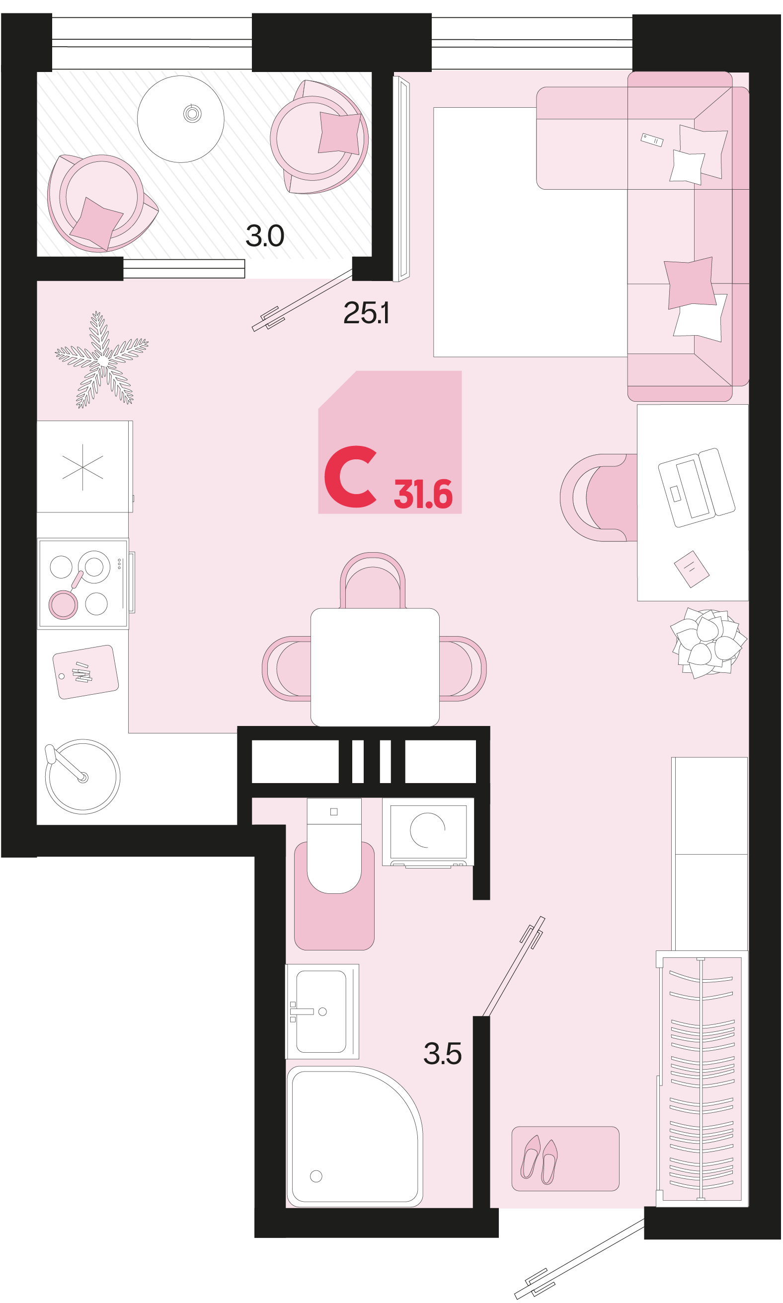 Студия 31 м2 в ЖК Первое место корпус null этаж 11