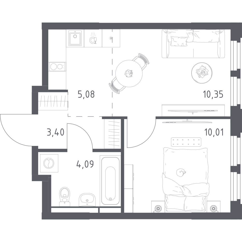 Студия 32 м2 в ЖК Космический Квартал корпус null этаж 10