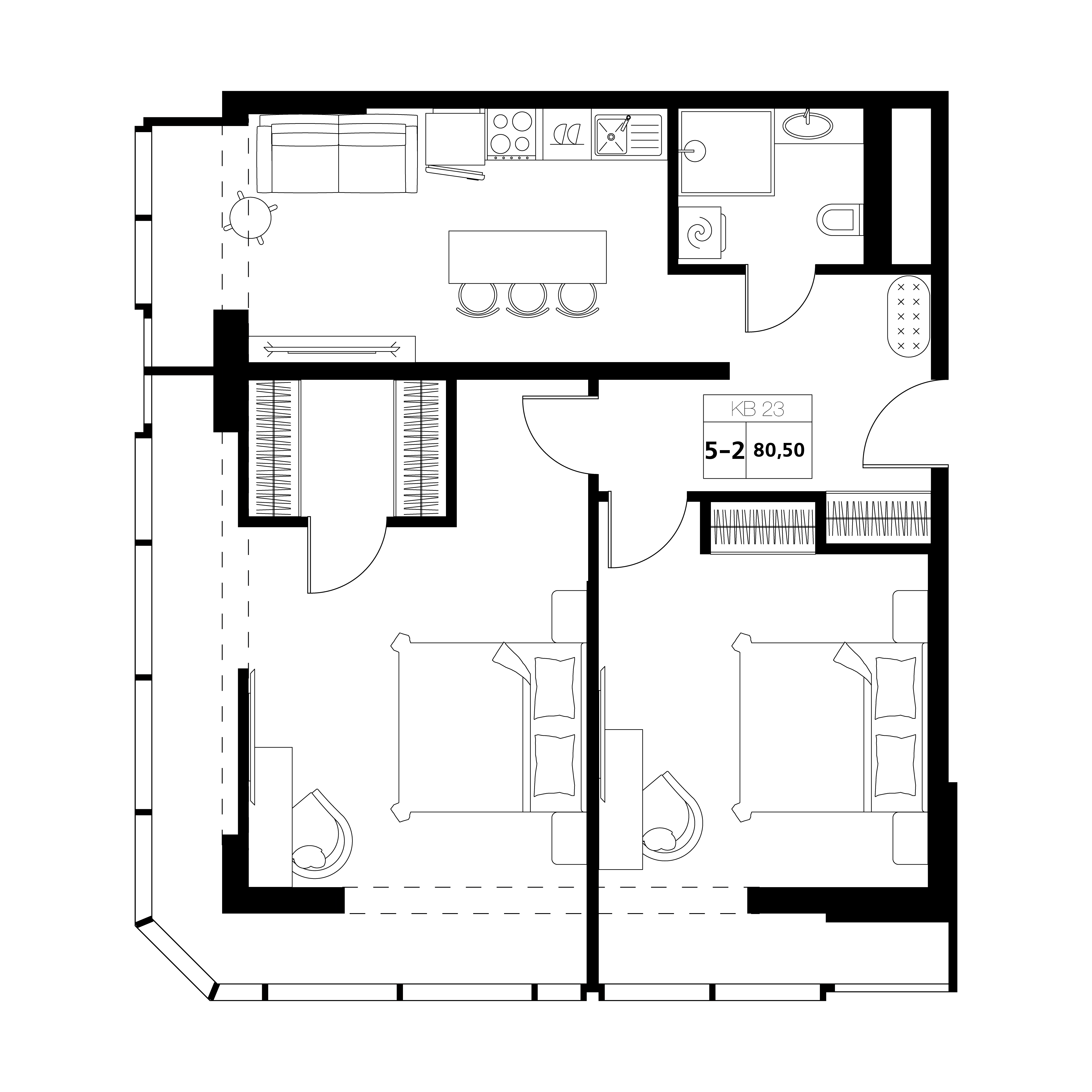 3-комнатная 80 м2 в ЖК Аксис Центр корпус null этаж 10