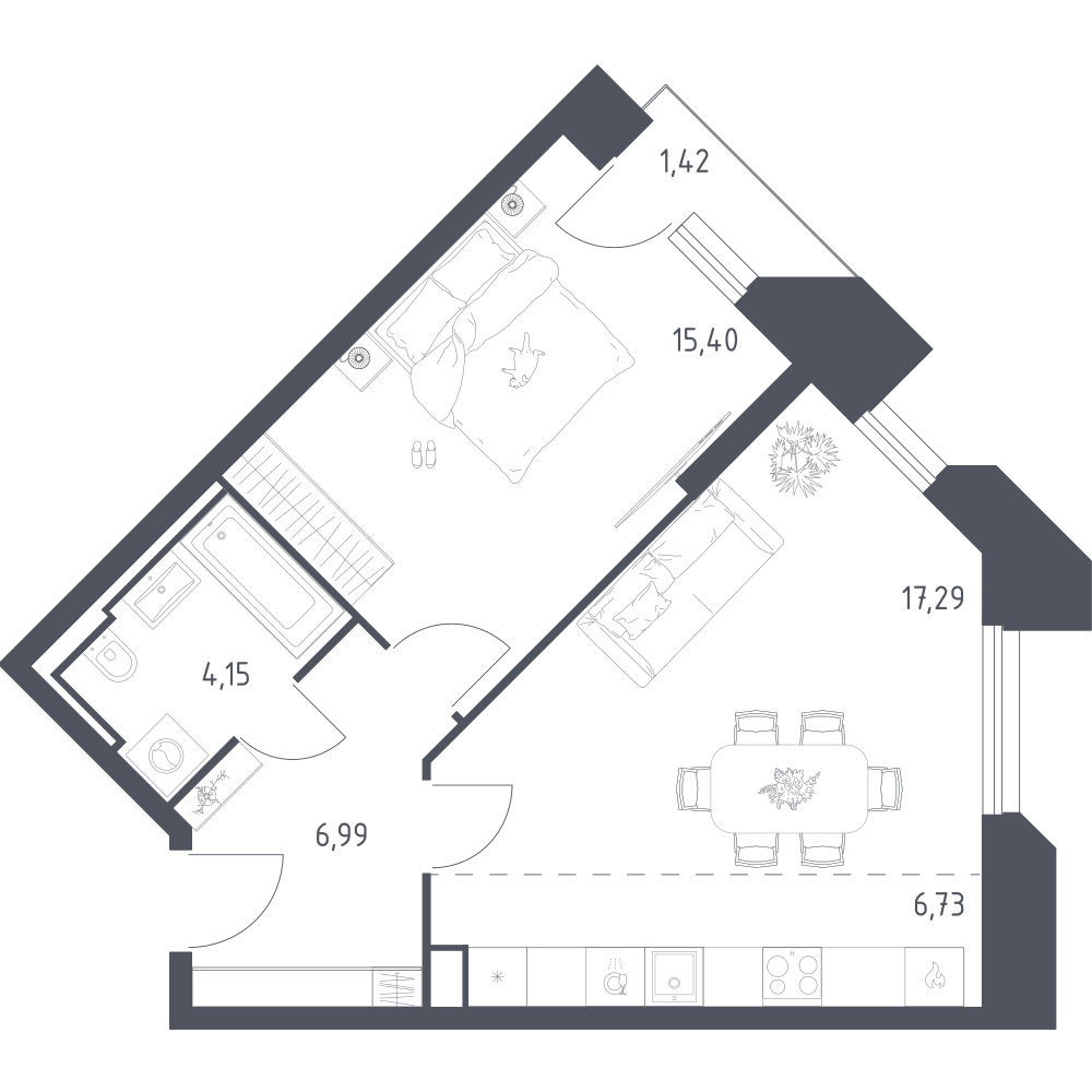 Студия 51 м2 в ЖК Скай Спутник корпус null этаж 10