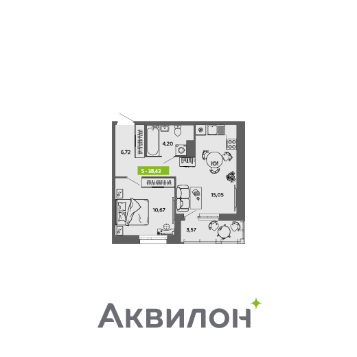 Студия 38 м2 в ЖК Аквилон MySky корпус null этаж 4