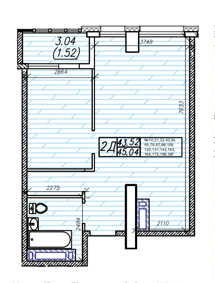2-комнатная 45 м2 в ЖК Суприм корпус null этаж 15