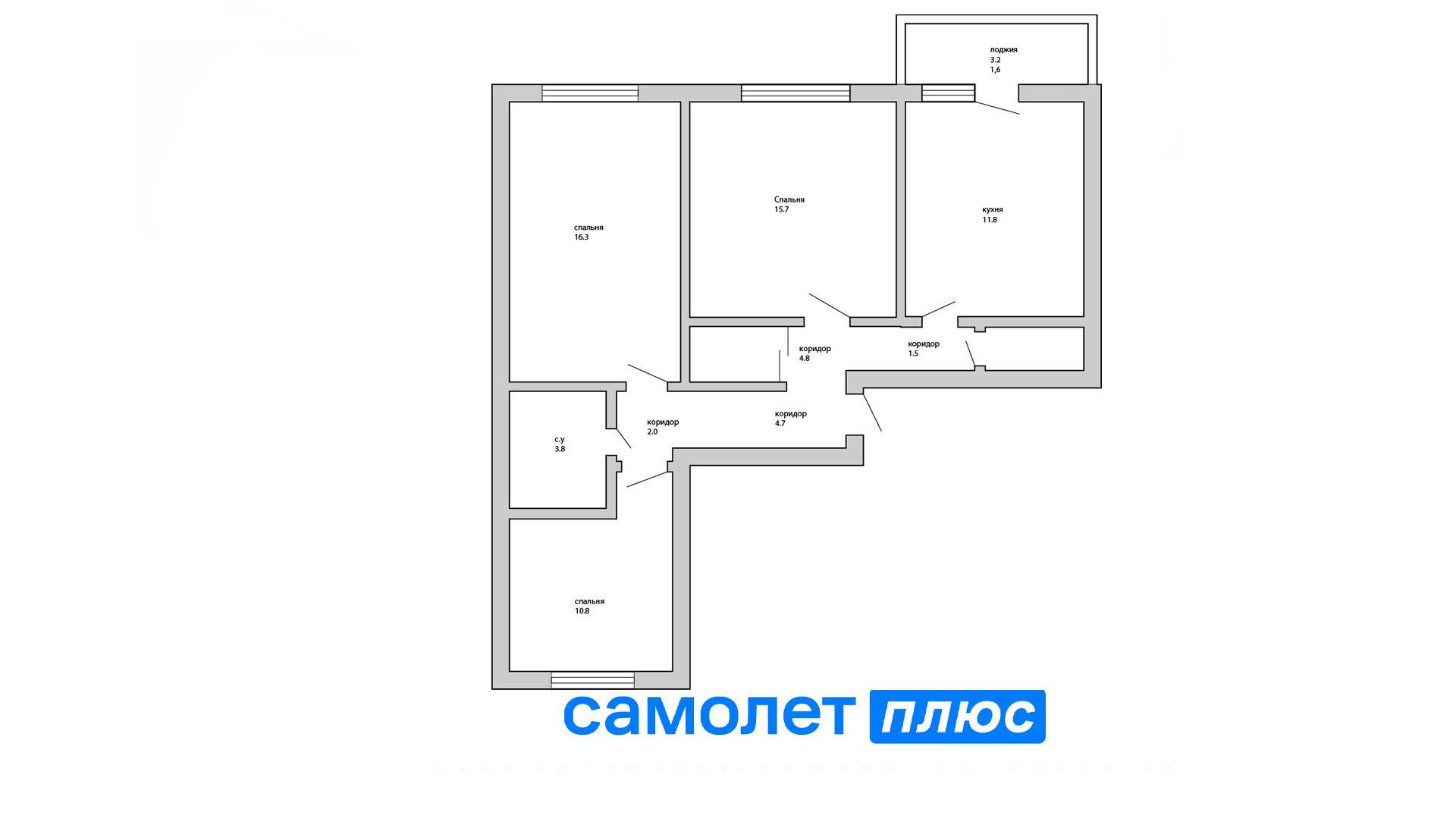 3-комнатная 74.1 м2 в ЖК undefined корпус null этаж 10