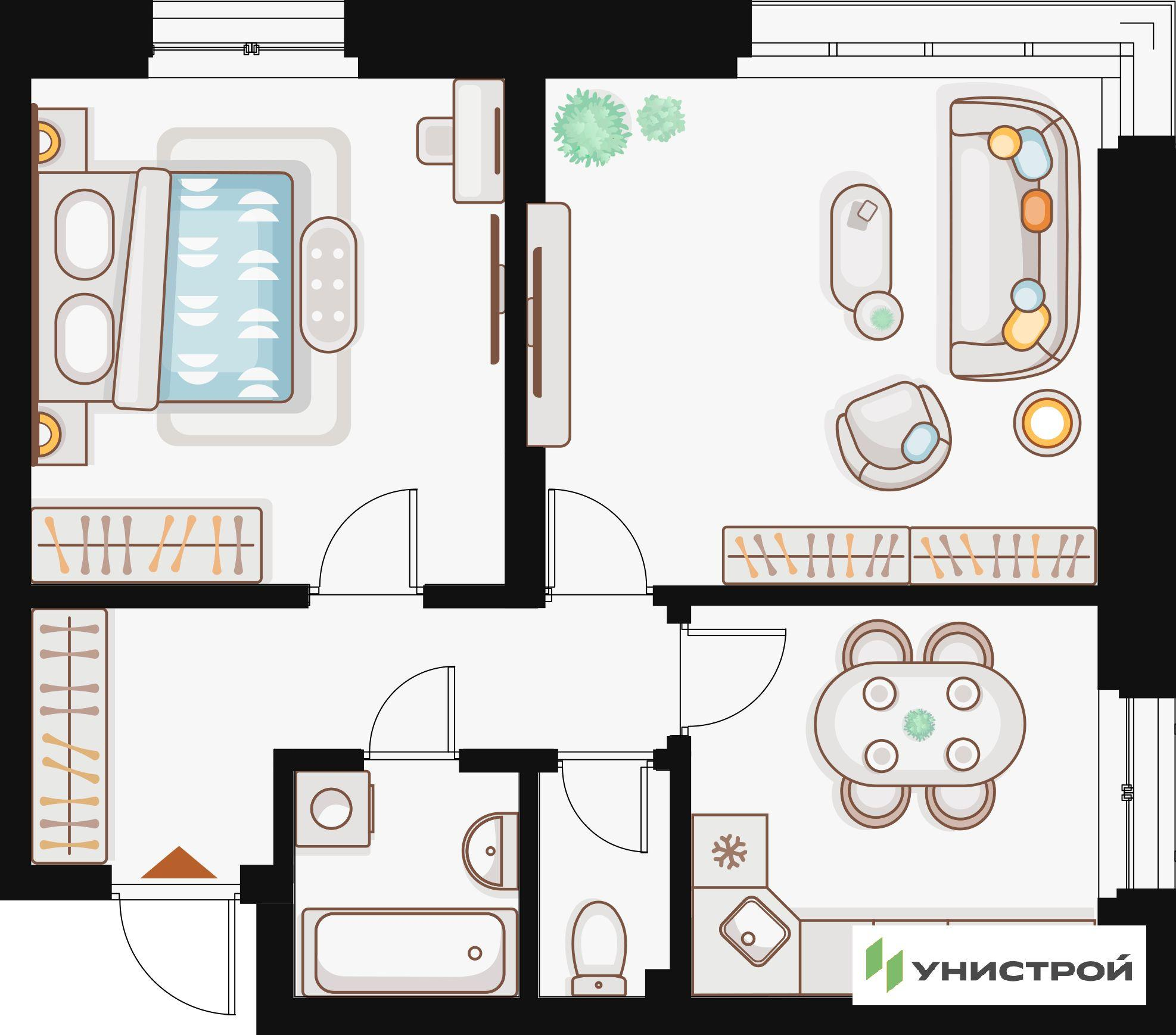 2-комнатная 56 м2 в ЖК Жилой кластер Q на Кулагина корпус null этаж 6