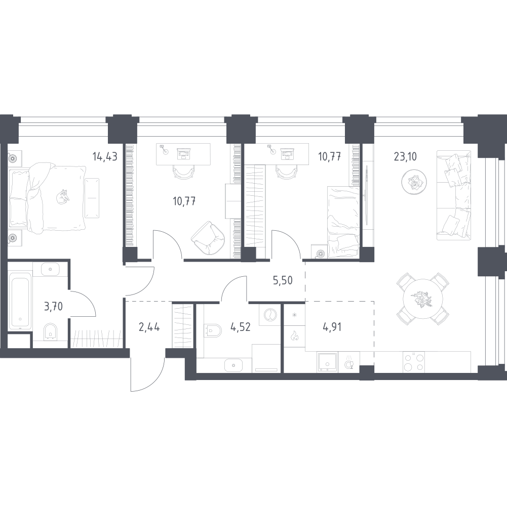 Студия 80 м2 в ЖК NOVA корпус null этаж 25