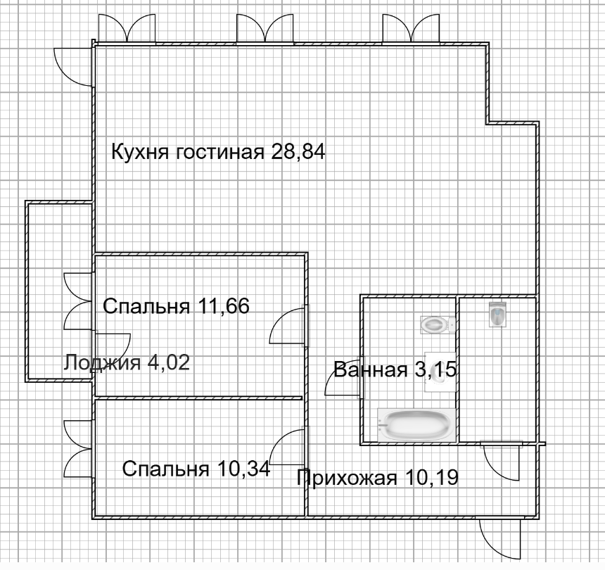 3-комнатная 67.2 м2 в ЖК undefined корпус null этаж 9
