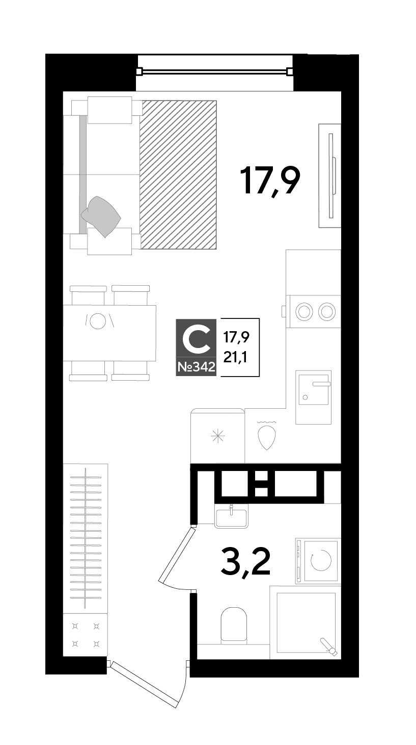 Студия 21 м2 в ЖК Dogma Park корпус null этаж 10