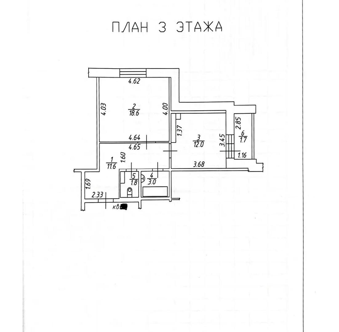 1-комнатная 48.7 м2 в ЖК undefined корпус null этаж 3