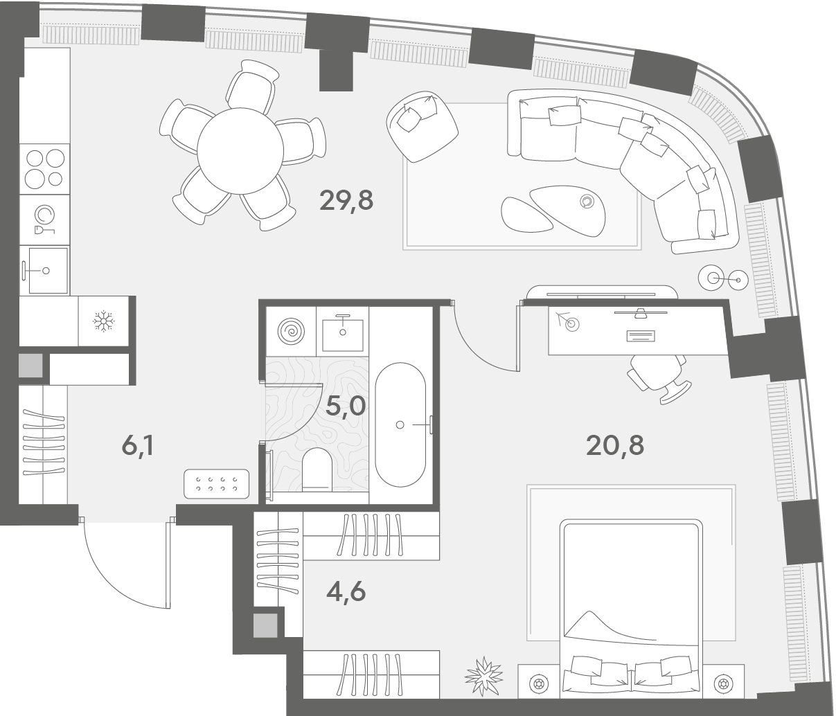 1-комнатная 66 м2 в ЖК Энигмия корпус null этаж 13