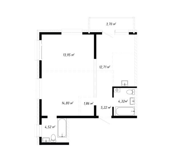 3-комнатная 61 м2 в ЖК Кино корпус null этаж 15