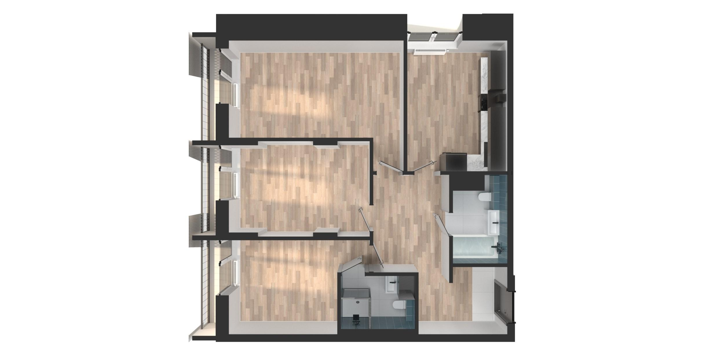 3-комнатная 81 м2 в ЖК Мой Ритм корпус null этаж 5