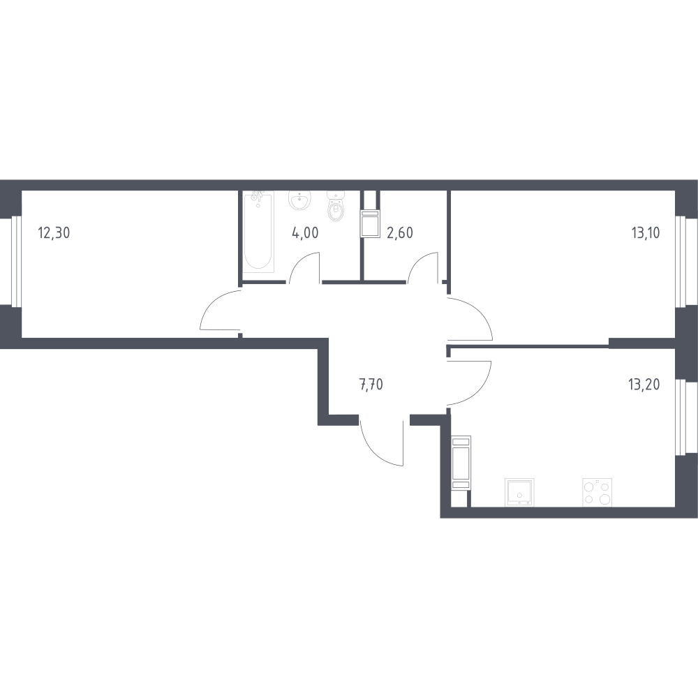 2-комнатная 52 м2 в ЖК Эко Бунино корпус null этаж 9