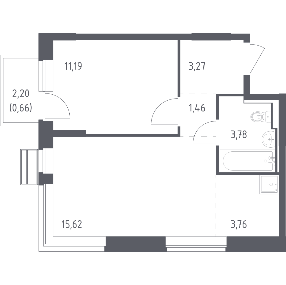 Студия 39 м2 в ЖК Рублёвский Квартал корпус null этаж 3