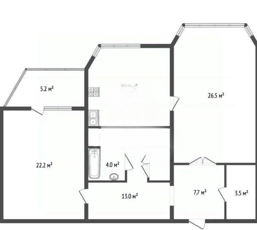 2-комнатная 91.6 м2 в ЖК undefined корпус null этаж 25